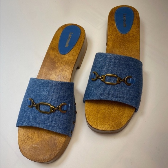 Larroude Zuzi Denim Studded Horebit Women's Slide Sandals - Picture 6 of 8